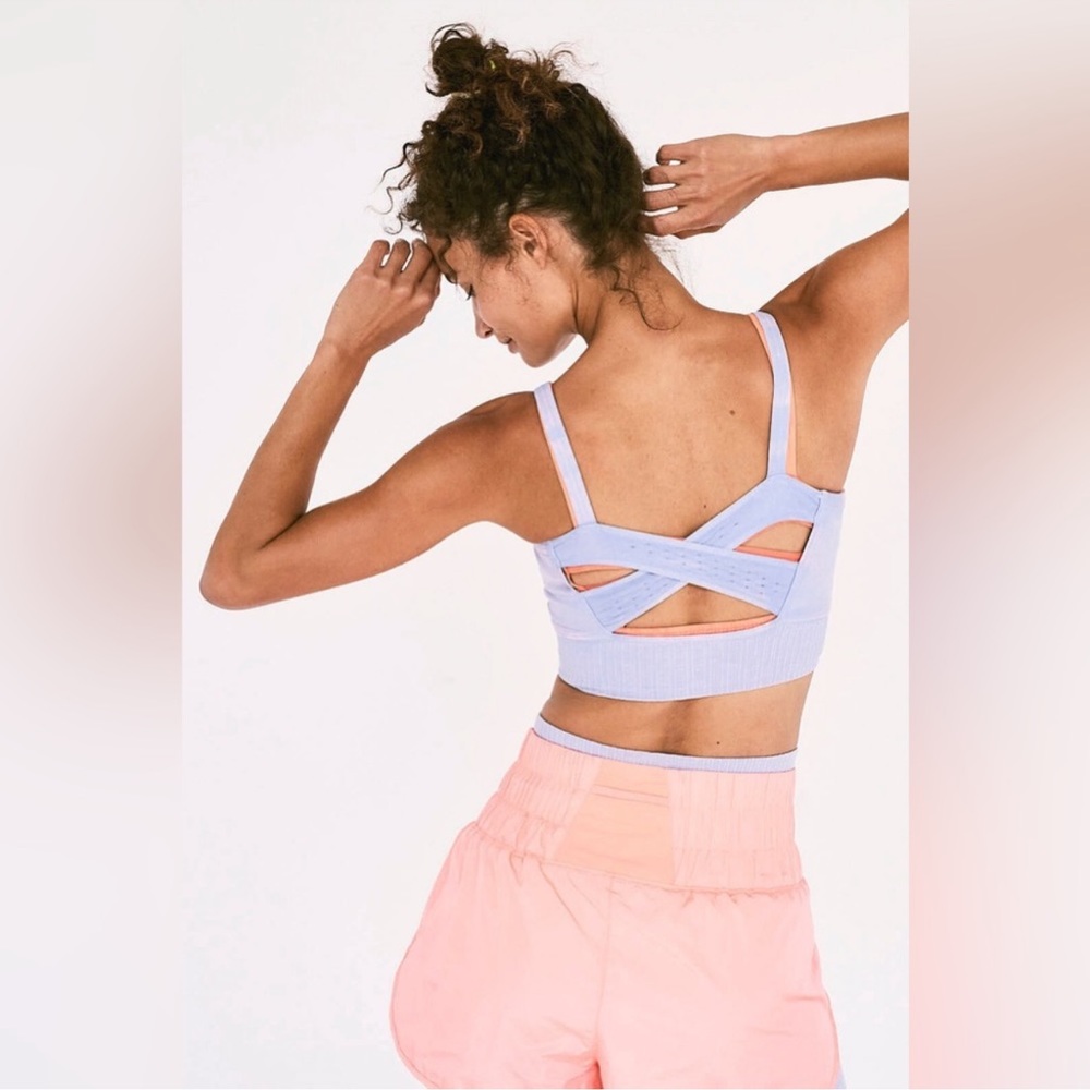 NWOT Free People Good Karma Scoop Neck bra and Shorts in Faded Periwinkle - Picture 4 of 11